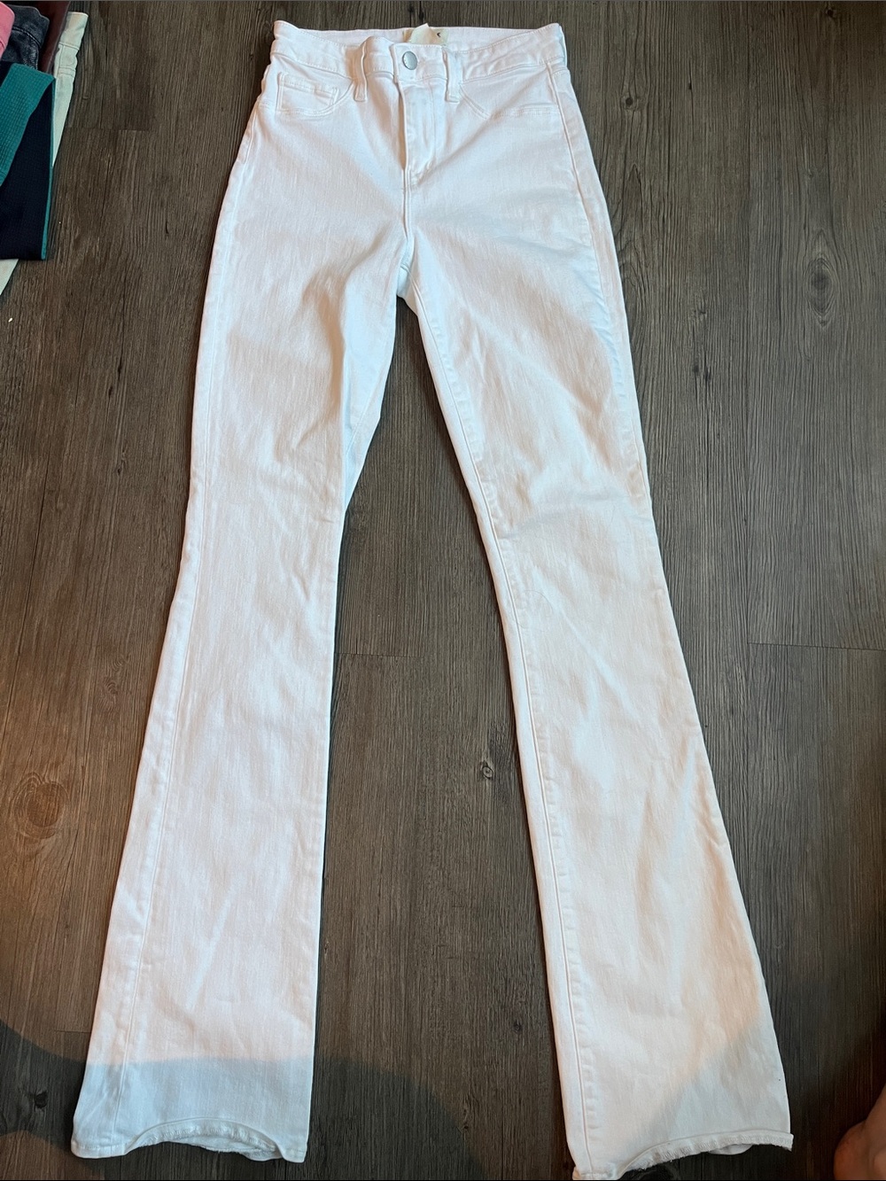LAGENCE White High-Rise Flare Jeans